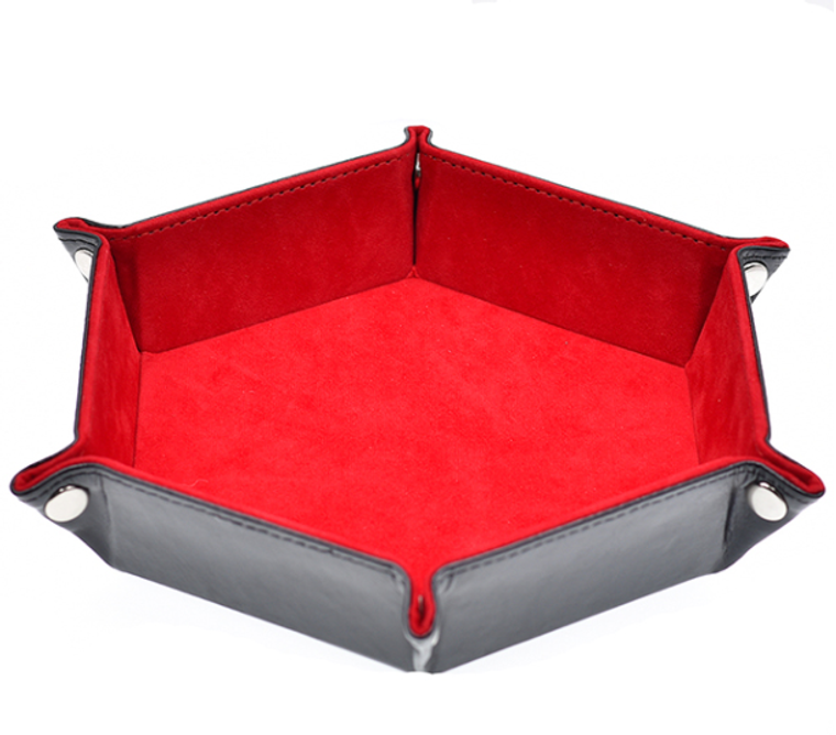 Velvet Red Leather Folding Dice Tray