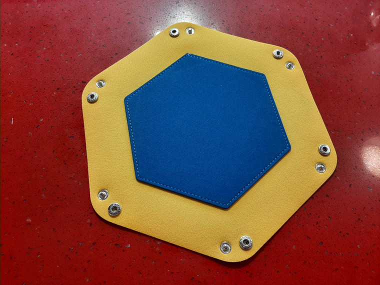 Blue/Yellow Hex Foldable Flannel Dice Tray