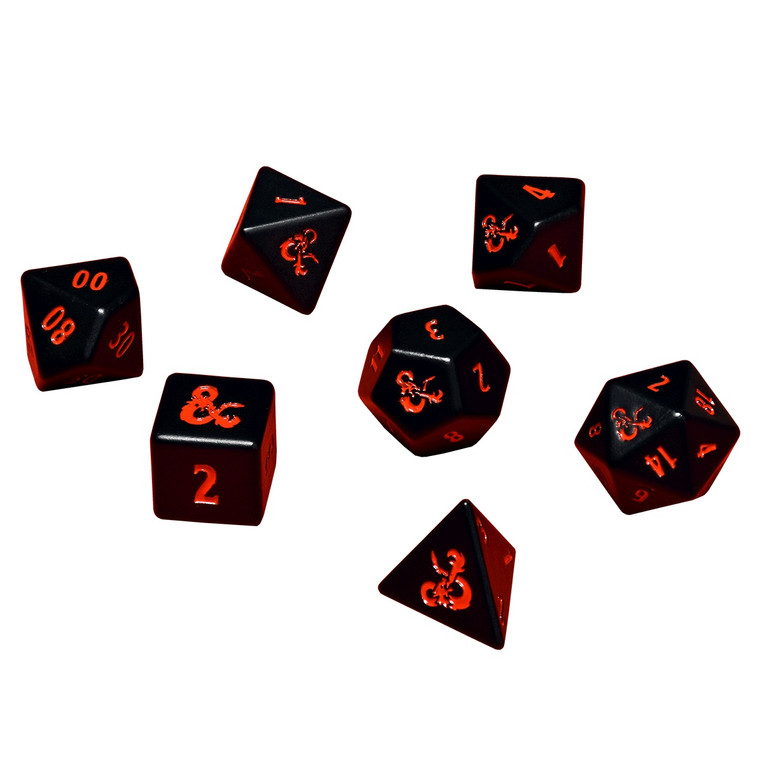 Heavy Metal D20 Dice Set 7ct Poly Black/Red