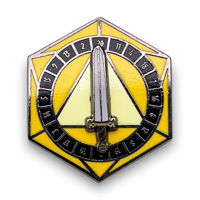 Enamel Pin - D20 Sword Spinner Yellow