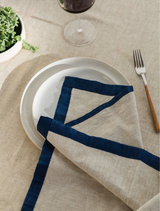 Linen tablecloth with blue detail