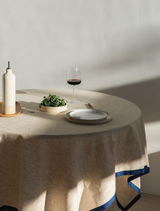Linen tablecloth with blue detail