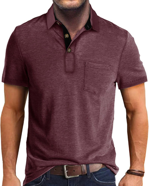 Men's Casual Polo Shirts Classic Button Basic Short  Shirt Solid Color Cotton Tees Golf Stylish Tops
