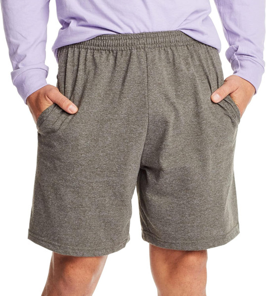  Men's Athletic Shorts,  Cotton Jersey Shorts, Pull-On Knit Shorts with Pockets, Knit Gym Shorts, 7.5" Inseam