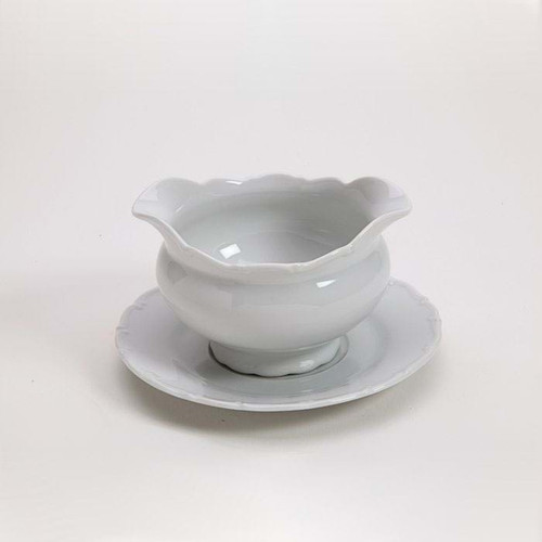 Snow Drop 14oz No Handle Gravy Boat with Plate