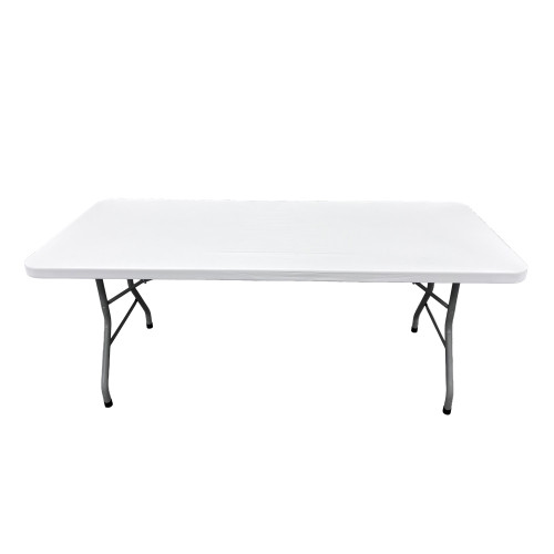 6ft Rectangle Plastic Table with White Spandex Table Top Cover