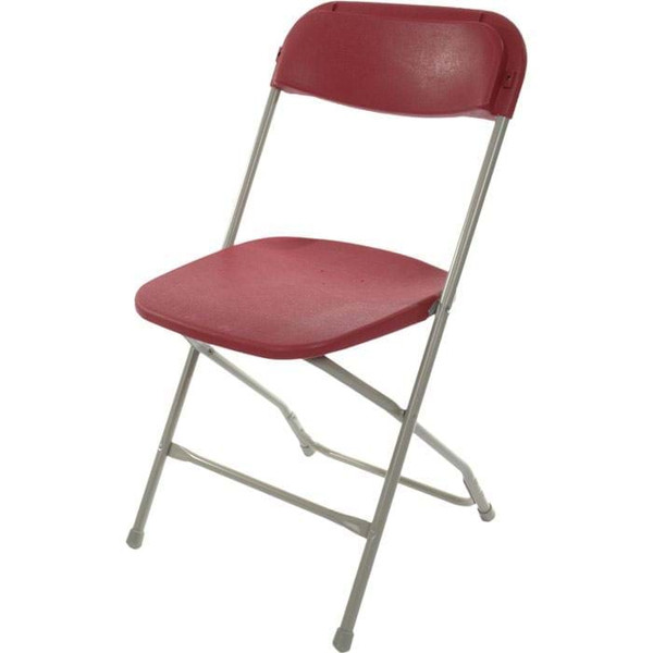 Burgundy on Grey Plastic Folding Chair - Case of 10