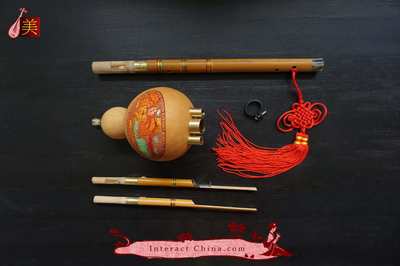 Bamboo 2 Octaves Chinese Hulusi Flute Woodwind 102 + Case + How to Play Guide, C Key Interact