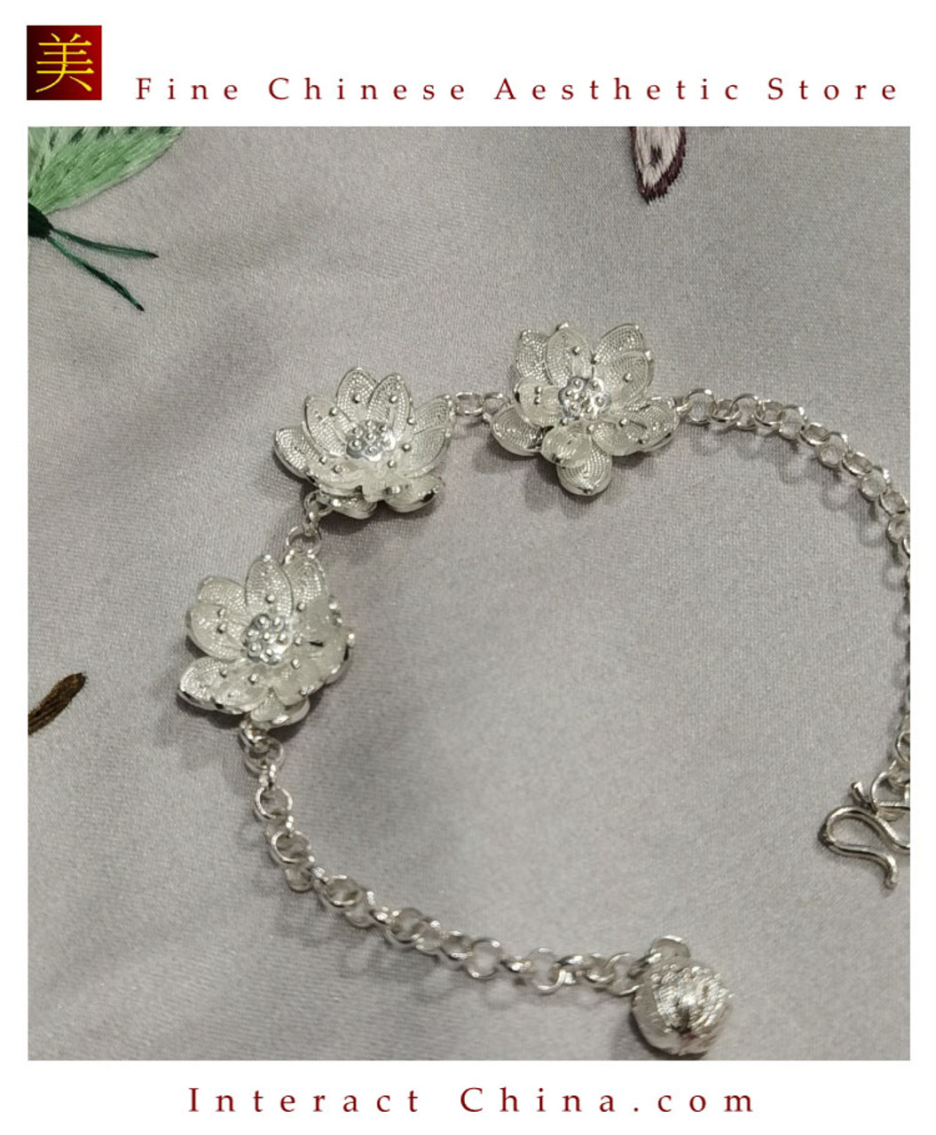 999 sterling silver pink flower parent-child bracelet, full-month