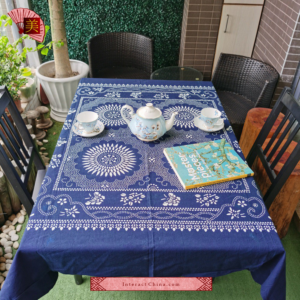 indigo dye ,Chinese art ,table cloth ,unique wall art ,bedroom tapestry