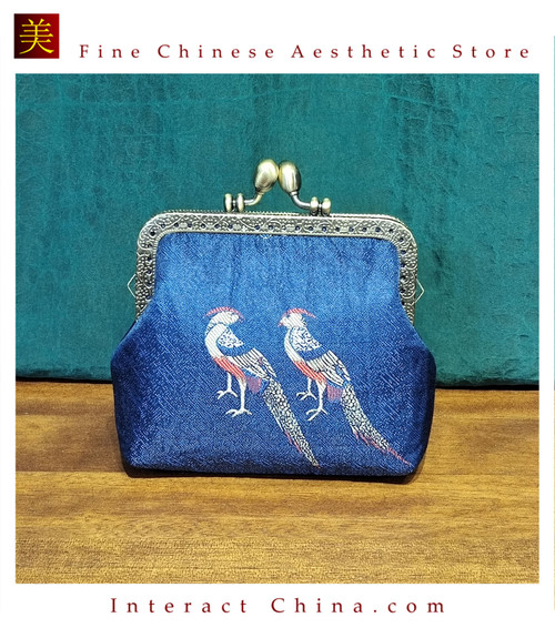 Handmade Silk Brocade Evening Purse Party Night Out Pochette Retro Crossbody Clutch Fashion Kiss Lock Bag #108