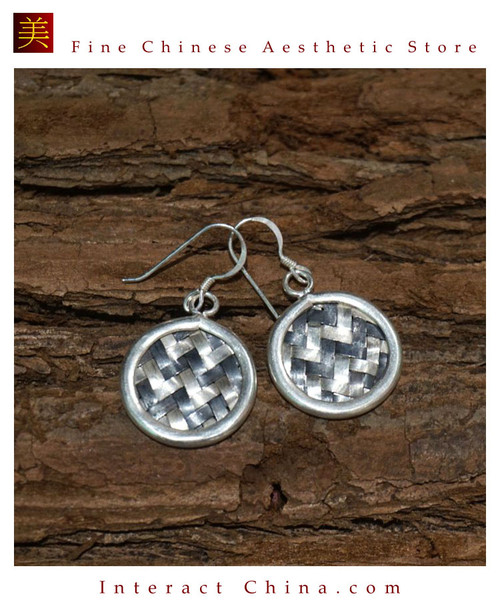 Fine 99 Earrings High Purity Sterling Silver Jewelry 100% Handcrafted Art #161