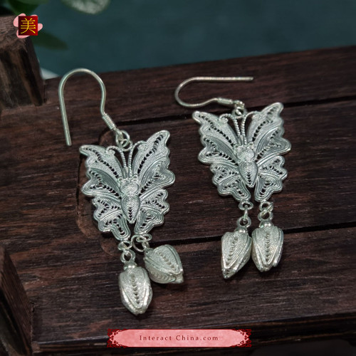 Amazon.com: 100% Handcrafted Miao Hmong Pure Silver Earrings 999 Filigree  Dangle Long Drop Tassel Flower Design Bohemian Vintage Ethnic Style - Fair  Trade 107: Clothing, Shoes & Jewelry