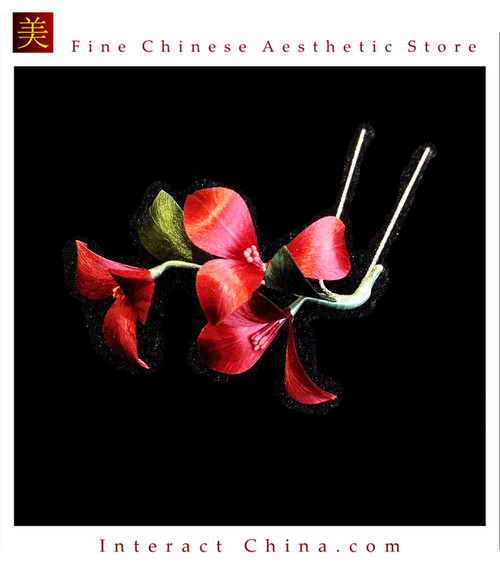 Silk Velvet Bougainvillea Hairpin Ronghua Style Handmade #105