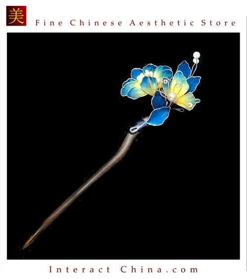 Silk Velvet Thousand Li of Rivers and Mountains Hairpin Ronghua Style Handmade #102