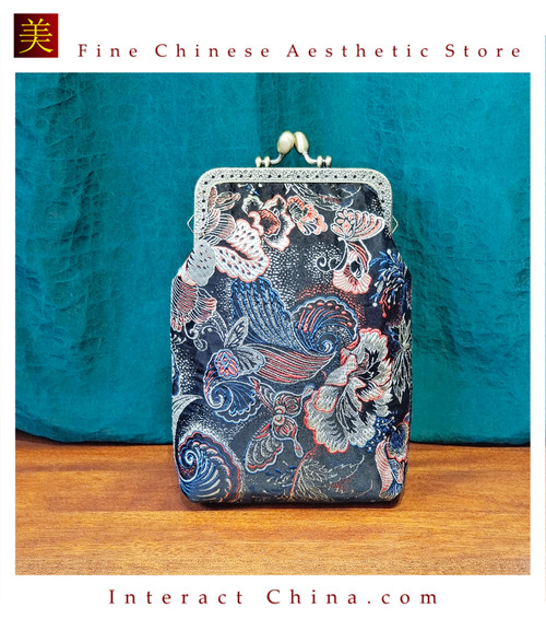 Handmade Silk Brocade Evening Purse Party Night Out Pochette Retro Crossbody Clutch Fashion Kiss Lock Bag #111