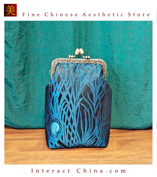 Handmade Silk Brocade Evening Purse Party Night Out Pochette Retro Crossbody Clutch Fashion Kiss Lock Bag #113