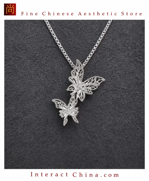 100% Handcrafted Miao Hmong Pure Silver Pendant 999 Filigree Necklace Without Chain For Women Authentic Flower Design Vintage Boho Style - Fair Trade #105