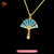 Peacock Feather Fan Pendant Dian Cui Style Handmade Jewelry Necklace #105