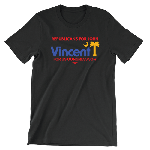 Republicans For John (Unisex Black Tee)
