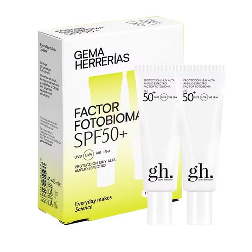 DUPLO PROTECTOR SOLAR FACIAL GH AMPLIO ESPECTRO FACTOR FOTOBIOMA SPF 50+ 50ML 2X1