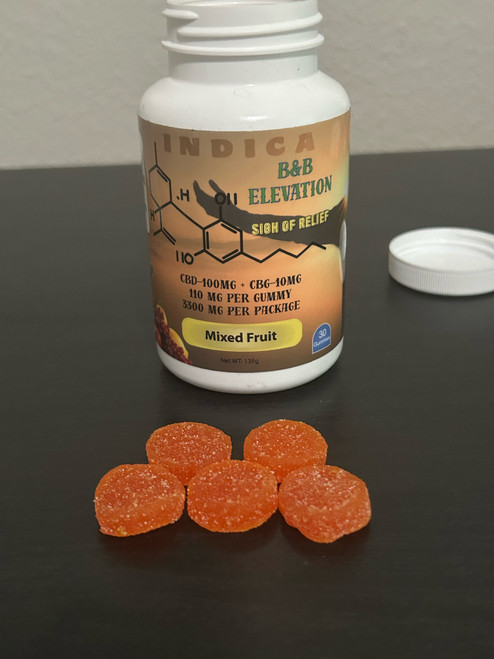 B&B Elevation's Sigh of Relief contains 100mg of Full-Spectrum CBD and 10mg of CBG per gummy, helping relieve many aliments ranging from stress to pain-relief. 3300mg per 30ct bottle.