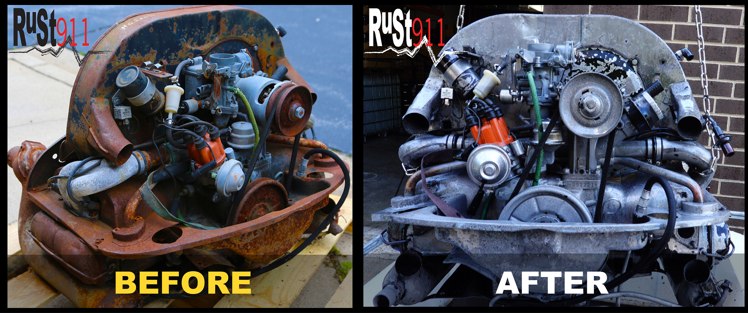 before after rust911 vw Engine