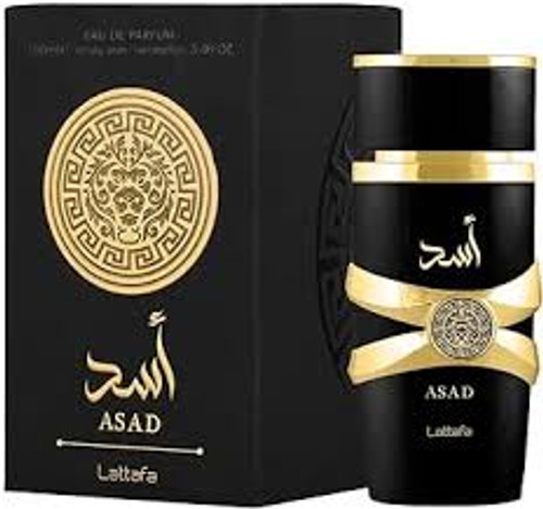 LATTAFA ASAD 3.4 EAU DE PARFUM SPRAY FOR MEN

Asad was launched in 2021. Top notes are Black Pepper, Pineapple and Tobacco; middle notes are Patchouli, Coffee and Iris; base notes are Vanilla, Amber, Dry Wood, Benzoin and Labdanum.