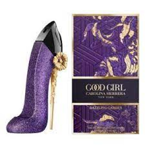 Good Girl is given a magical new look in a limited-edition shimmering purple stiletto topped with a glistening gold flower. Good Girl Dazzling Garden by Carolina Herrera contains the iconic Good Girl scent, combining notes of alluring jasmine, richly fragrant cocoa and intoxicating tonka bean. 

2.7oz Eau de Parfum

Fragrance Family

Floral
Key Notes

Top - almond
Middle - jasmine sambac, tuberose crystal
Base - tonka bean, cocoa
Ingredients

Alcohol Denat., Parfum (Fragrance), Aqua (Water), Linalool, Hydroxycitronellal, Benzyl Salicylate, Coumarin, Ethylhexyl Methoxycinnamate, Benzyl Benzoate, Ethylhexyl Salicylate, Butyl Methoxydibenzoylmethane, Limonene, Geraniol, Citronellol, Isoeugenol, Hexyl Cinnamal, Benzyl Alcohol, Citral, CI 60730 (Ext. Violet 2), CI 60730 (Ext. Violet 2).