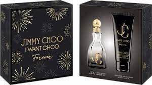 I Want Choo Forever is a chypre amber gourmand fragrance with notes of juicy rose, black cherry liquor and moss accord. This Eau de Parfum encapsulates a sense of confidence and elegance unlike any other. The I Want Choo Forever woman is fearless, seductive and a bit unexpected.

KEY NOTES:
Top Notes: Juicy Rose, Pink Peppercorn, Almond Oil
Middle Notes: Black Cherry Liquor, Jasmine, Vetiver
Bottom Notes: Moss Accord, Vanilla, Tonka Beans
I Want Choo Forever by Jimmy Choo, Eau de Parfum

1.3oz, 2oz, 3.3oz, 2pc Gift Set (2pc set includes 2oz Eau de Parfum and Perfumed Body Lotion) or 3pc Gift Set (Gift Set includes 3.3oz Eau de Parfum, 3.3oz Body Lotion, & .33oz travel size spray)
