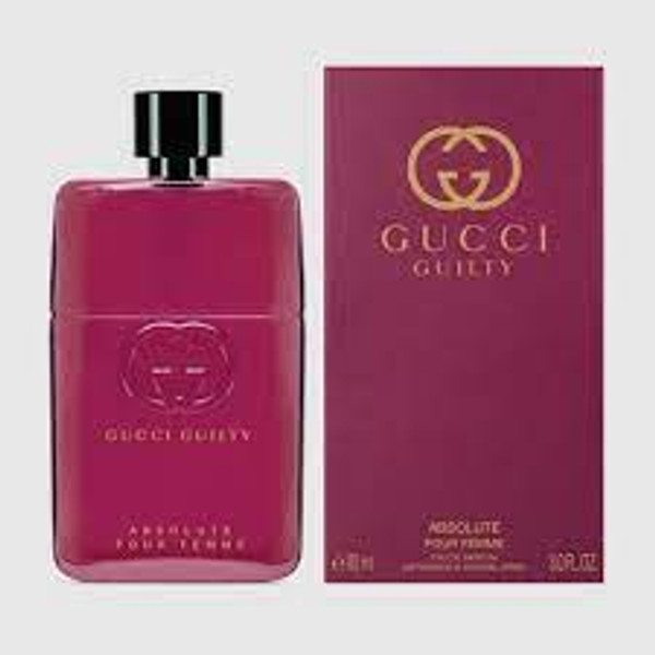 What it is: An ultimate eau de parfum partner for its masculine counterpart.

Fragrance story: The Gucci Guilty Absolute couple express the notion of emancipated love, a pair of fragrances that complement one another as a journey of liberation. Beginning from a mysterious note of blackberry, Gucci Guilty Absolute Pour Femme is a nontraditional women's fragrance created for the contemporary woman. There is no one absolute way to love. There is no one absolute way to connect.

Notes:

- Top: Bulgarian rose.

- Middle: blackberries.

- Base: Golden wood.

3 oz.
Made in the UK