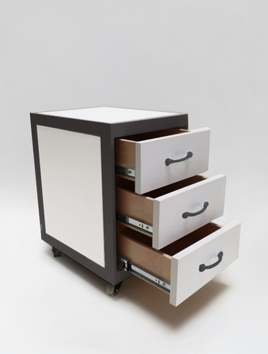 Elora Supply Cart in White and Bronze Metal Frame by Belava with 3 Drawer