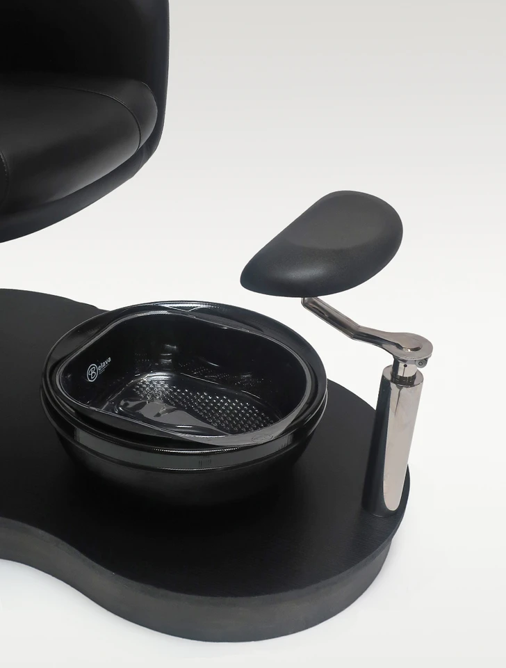 Close-up of Belava TRIO pedicure bowl on Grace pedicure chair platform