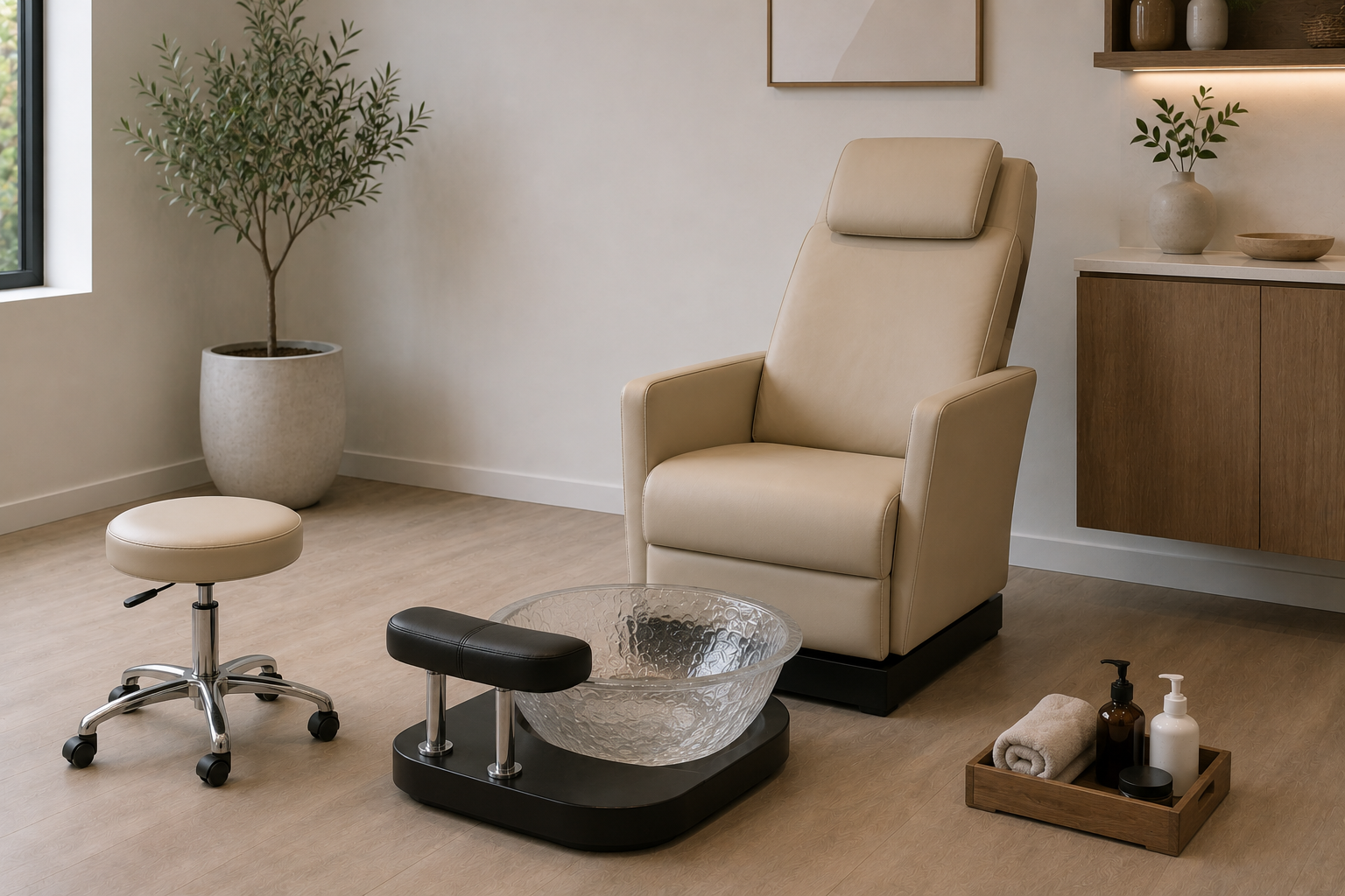 Non-Plumbed Pedicure Chair Installation