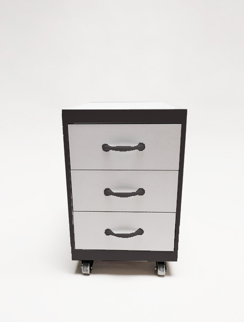 Elora Pedicure Supply Cart | 3 Drawers | in Matte White with Bronze Frame