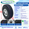 410/350-4 (10" x 3") Pneumatic Tire & Tube Assembly, White Rim