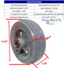 6x2 Wheel Assembly, Flat Free Non-Marking Grey Tire