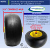 13x6.50-6 Carefree (No-Flat) Wheel & Tire Assy, Smooth Tread, 5 3/4" Center Hub. Yellow Rim