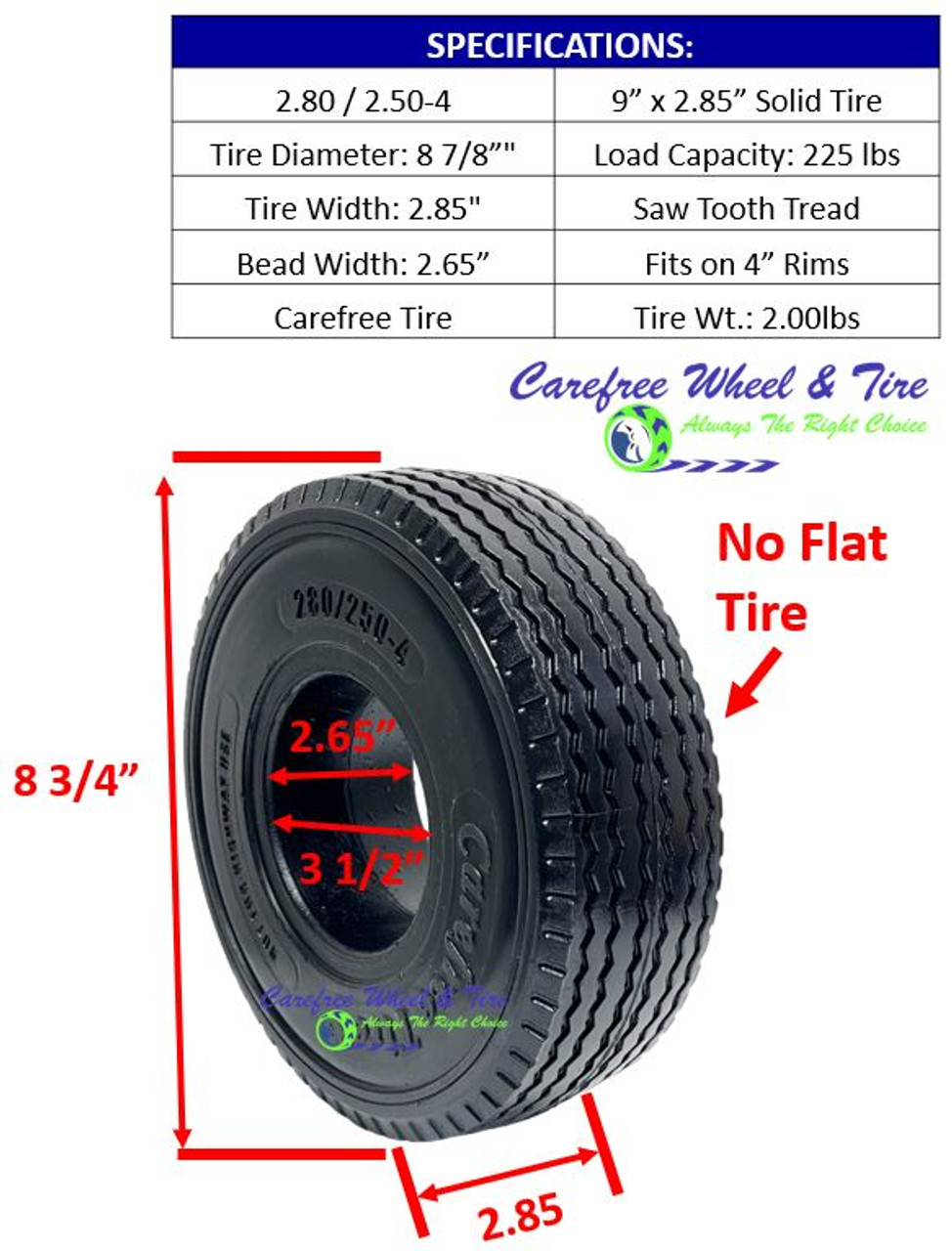 2.80/2.50-4 Hand Truck Tires - Marathon Industries