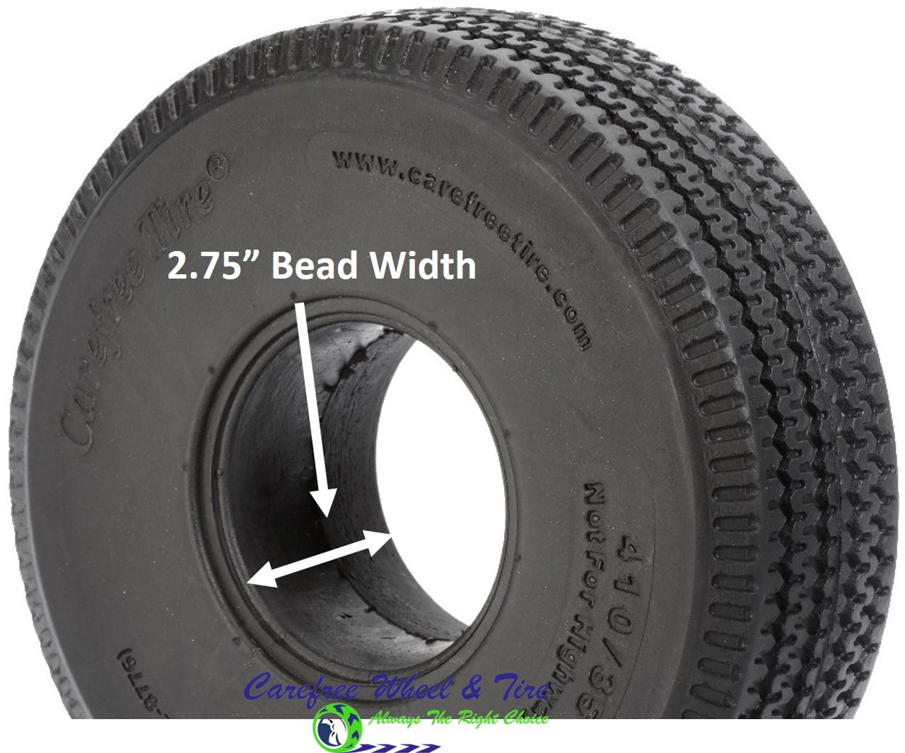 APPROVED VENDOR Replacement Tire: 4.10/3.50-4, 10 in Tire Dia., 3 1/2 in  Tire Wd, Sawtooth, Rubber