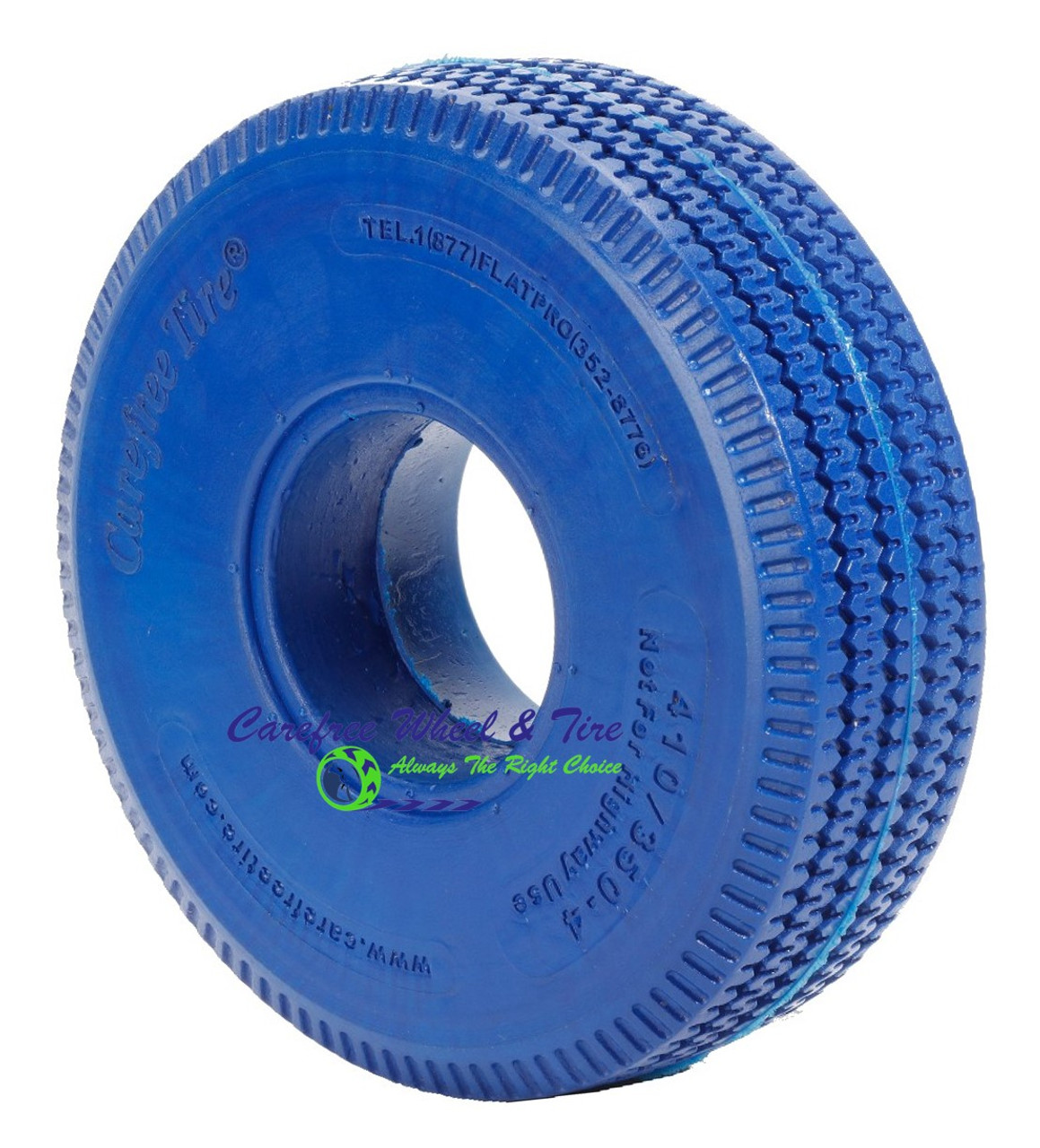 4.10/3.50-4 (10x3) Sawtooth, Handtruck/Cart Tire. Blue Color
