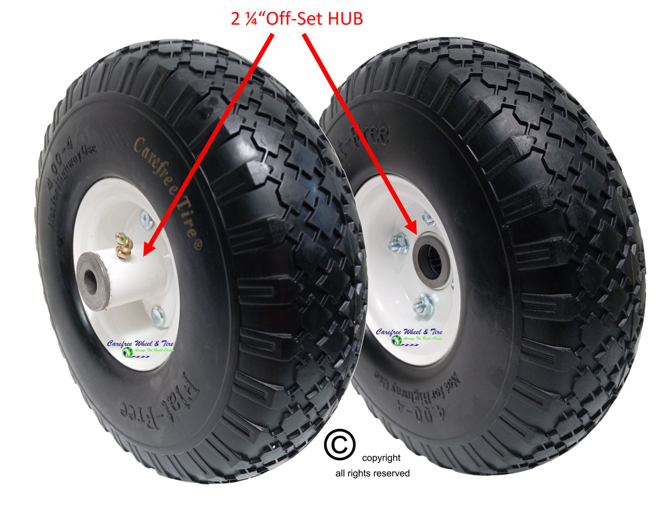 11x4.00-4 Carefree Wheel Assembly. Hub & Bore Size Options