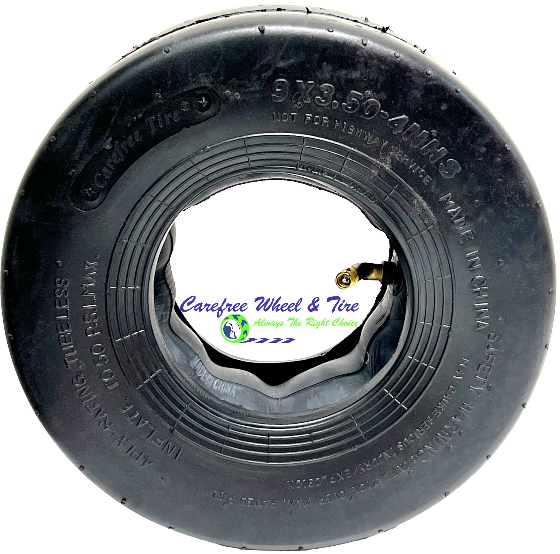 9x3.504 (9" x 3") Pneumatic Tire & Tube Assembly With Hub and Bore Options