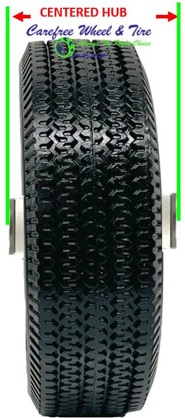 410/350-4 (10"x3") Carefree Tire Mounted on 3pc Wheel, Centered Hub. Choose Bore Size