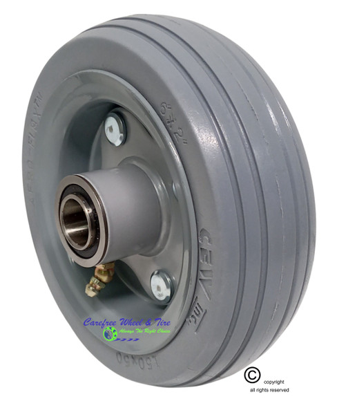 6x2 Wheel Assembly, Flat Free Non-Marking Grey Tire