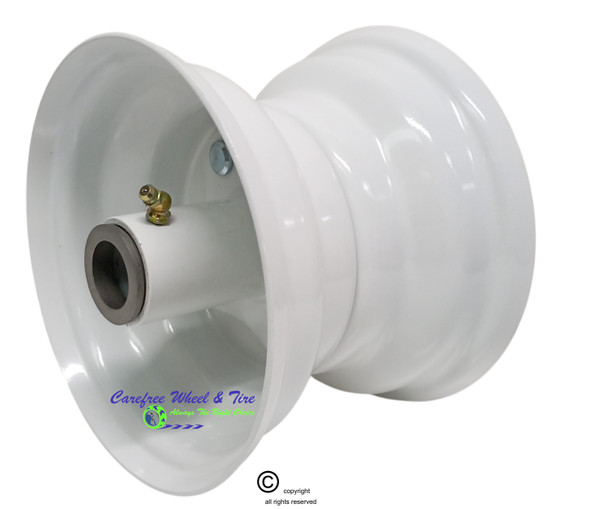 6″ x 4.50" Steel Rim, 3 Piece With 5 3/4" Center Hub. White Color