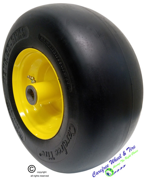 13x6.50-6 Carefree (No-Flat) Wheel & Tire Assy, Smooth Tread, 5 3/4" Center Hub. Yellow Rim