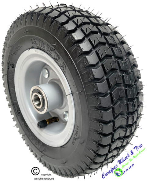 9x3.50-4 (9" x 3") Pneumatic Tire & Tube Assembly With Hub and Bore Options