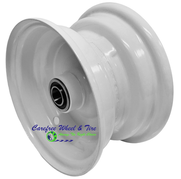6″ x 3.25" Steel Rim, 1 Piece With 3" Center Hub. White Color