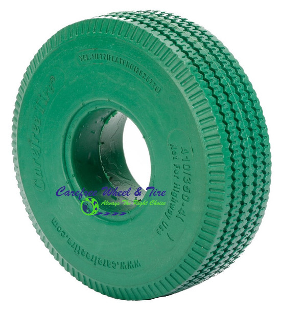 4.10/3.50-4 (10x3) Sawtooth, Handtruck/Cart Tire. Green Color